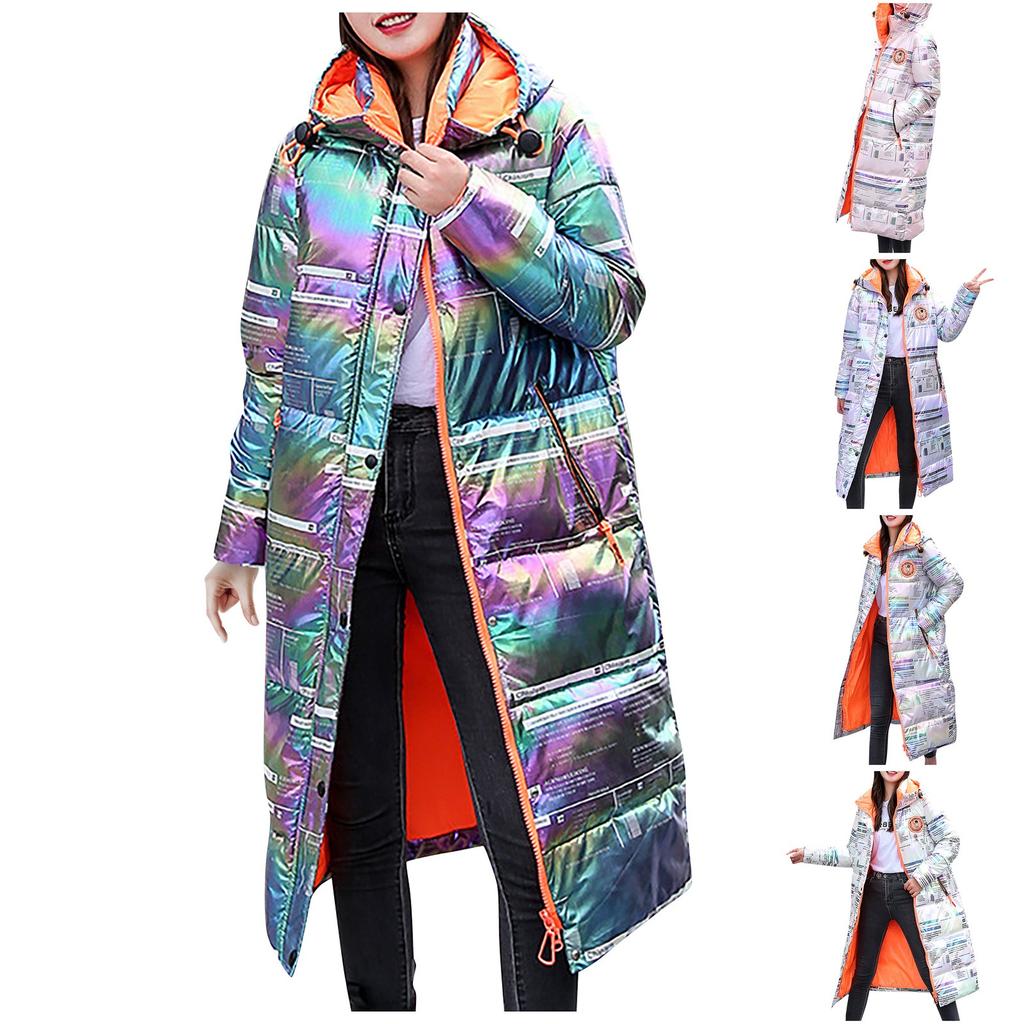 Women's Winter Fashion Long Over-The-Knee Hooded Thick Padded Jacket Coat