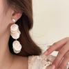 111 Silver Needle French Retro Pearl Earrings Women's, Temperament Long Fringed Shells Show Face Skinny Earrings Earrings
