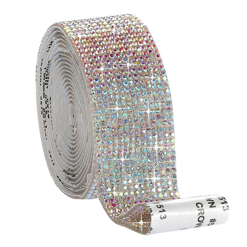 2xSelbstklebendes Kristall Strass Diamant Band DIY Aufkleber Mehrfarbig 1,4cm