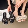 2025 summer new Internet celebrity bow flat bottom one word cool slippers women's shoes wear fashion versatile ins tide