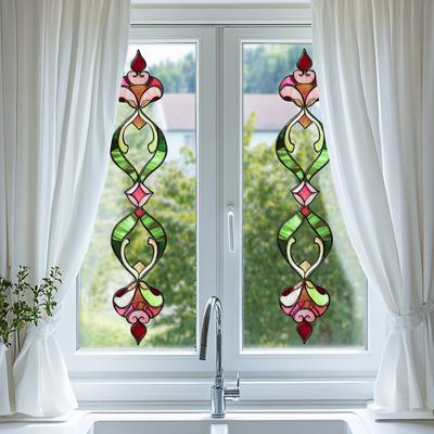 Farbige Kunstglas-Stil Fensteraufkleber, Retro-gemusterte selbstklebende Glasaufkleber zur Heimdekoration