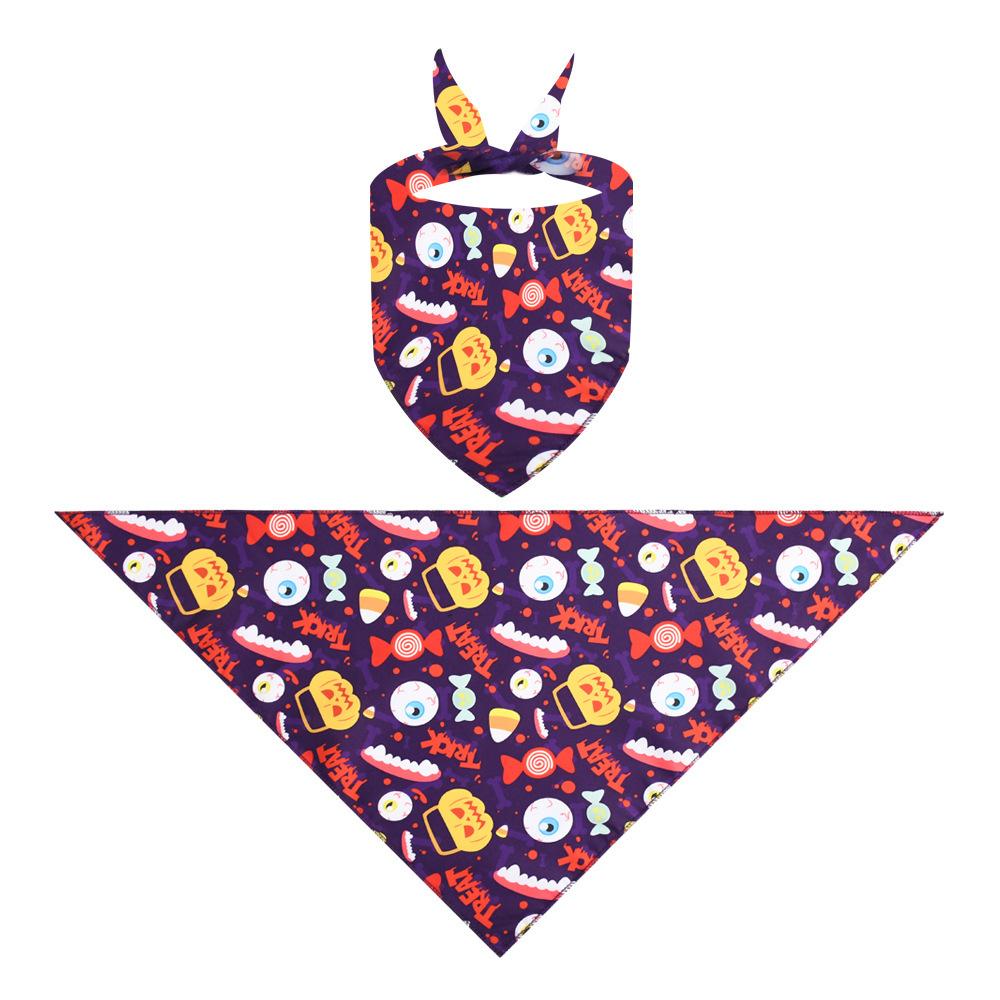 Halloween Pet Bandana Triangle Bib For Cats And Dogs Adjustable Collar Scarf Printed Neck Accessories Puppy Kitten Costume Decor