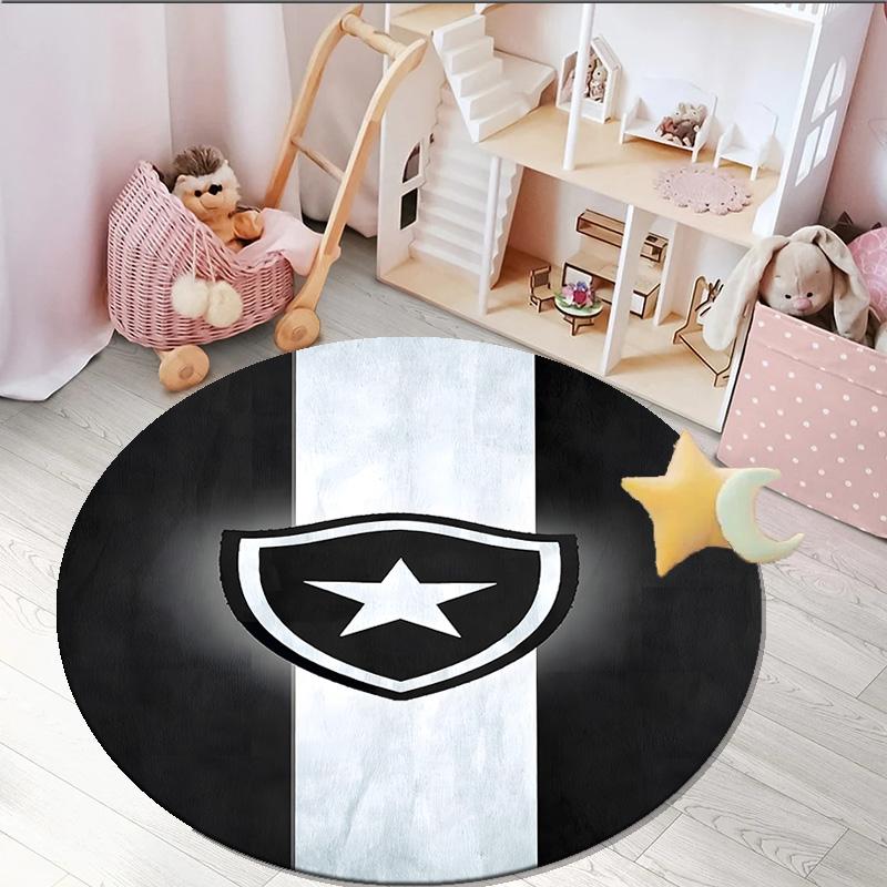 1PC round rug Shield With Star Emblem Printed Round Area Rug ,Rug For Home Office, Round Chair Rug, Decorative Carpet Fan gifts Christmas gift