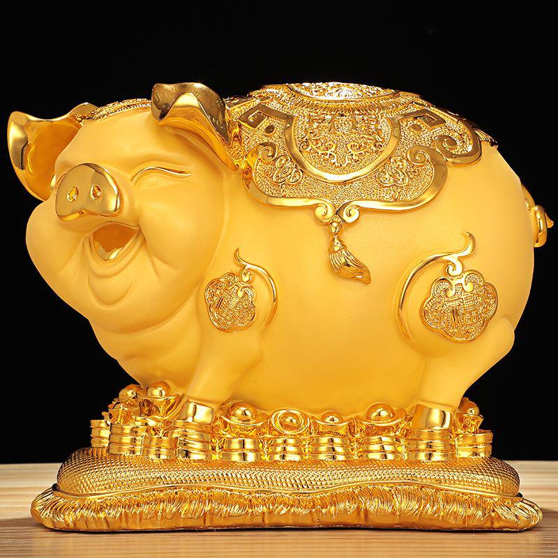 Gold Pig Coin Bank: Wealth-Attracting Figurine for All Ages - Perfect Year of the Pig or Birthday Gift