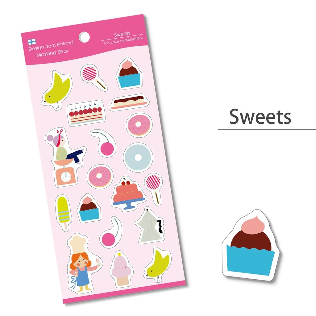 Kamiiso Sangyo Masking SAIEN Finland Heidi Lazy Garden Set of 9 x Made in 78002024 Stickers, (Garden, Autumn, Party, Day, Sweets, Letters), 6, Approx.