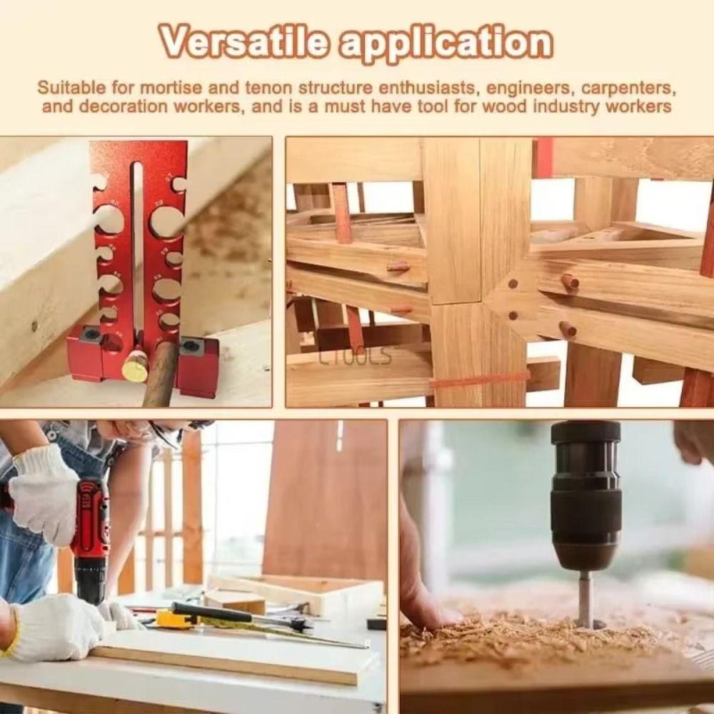 Adjustable Size Range Electric Drill Jig Double-Edged Cut Enhanced Accuracy Design Dowel Maker 12 Hole 7-18mm Milling Tenons