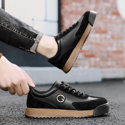 Big Size Men's Platform Skate Shoes Comfort Leather Sneakers for Youth, Waterproof Elevated Casual Footwear with Lace-Up Design