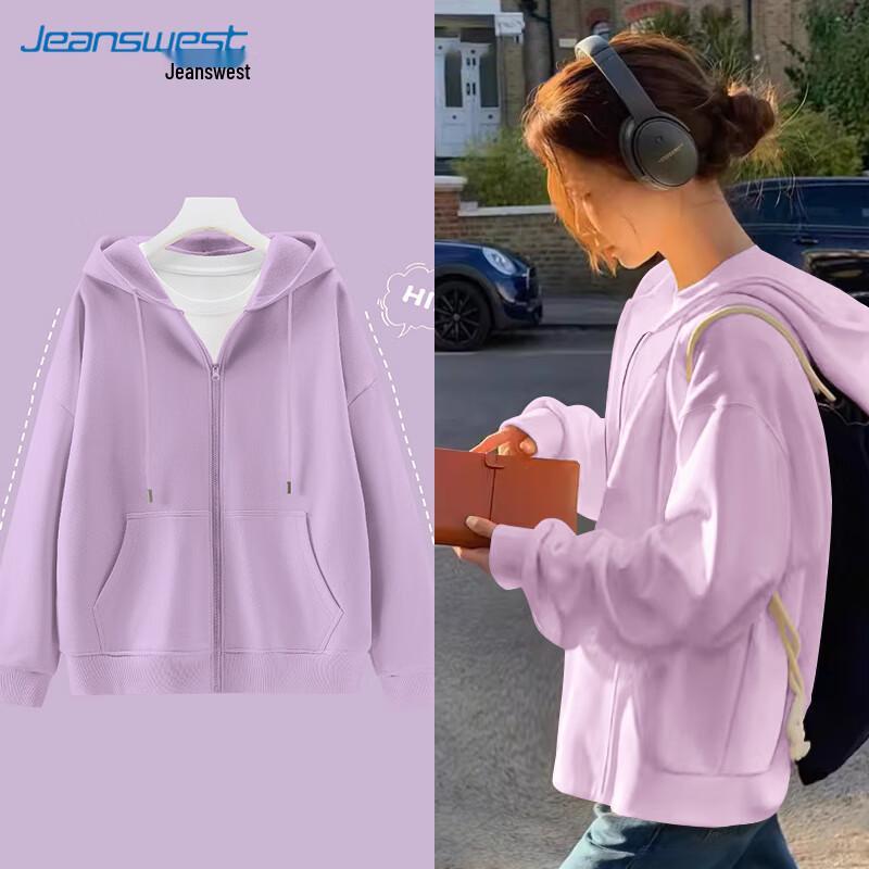 JEANSWEST Women's Oversize Hooded Zip-Up Sweatshirt Jacket