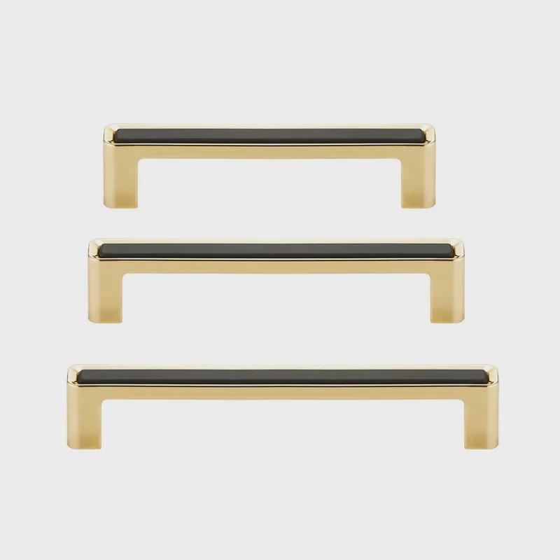 Mâner de cabinet european modern negru și auriu - Un singur orificiu