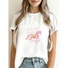 White T-Shirt With Floral Horse And Just A Girl Who Loves Horses Print For Casual Wear
