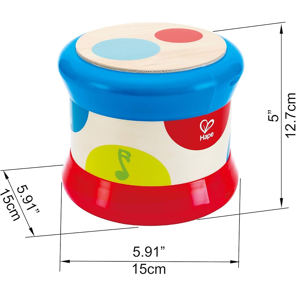 Hape Baby Drum E0333A 6 Months and Up Musical Toy Safe Materials Compact Design