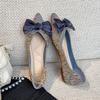 pointed flat shoes women's new sequins single shoes bow shallow mouth beanie shoes spring and autumn large size