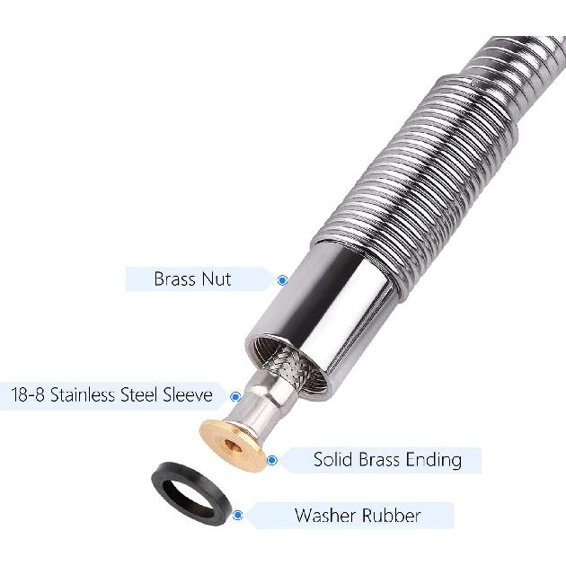 COOLWEST 38 Inch Flexible Stainless Steel Hose Replacement Kit for All Brand Commercial Pre-Rinse Kitchen Sink Faucet (96CM 38")