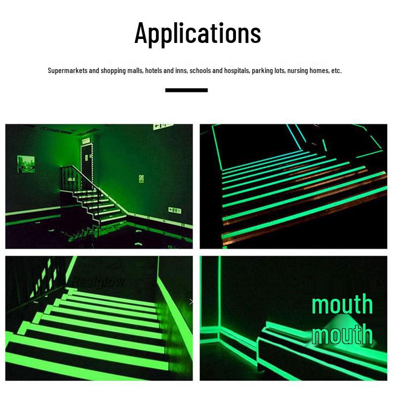 Fluorescent Green Anti-Collision Luminous Stair Warning Tape for Stage