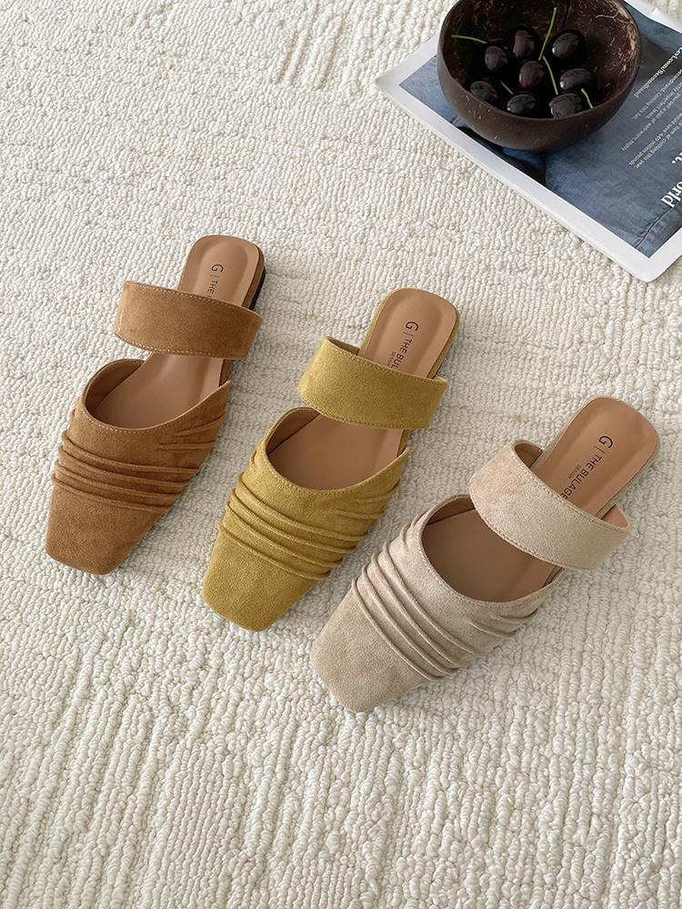 Fashion Fashion Sandals New Outdoor Beach Dress Slides Flats Mules Shoes Women Suede Slingback Slippers Casual Cozy Female Zapatillas