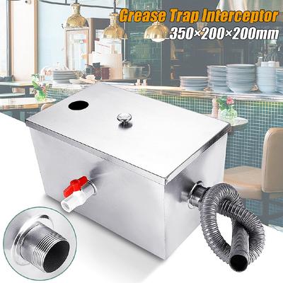 Silver Stainless Steel Grease Trap Interceptor Restaurant Kitchen Wastewater 14x8x8'' New
