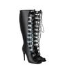 Fashion Cross Strap Rivet Belt Buckle Women's Cool Boots Summer Sexy Silvery Gold High Heel Sandals Dress Party Motorcycle Boots Size 48
