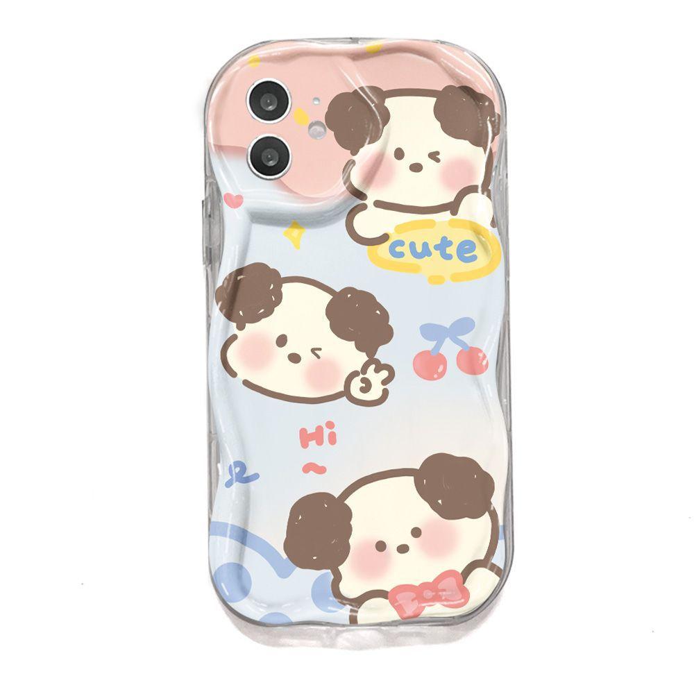 Cartoon cute dog for iPhone17promax phone case Apple 16 cream wave 15/14 fine hole