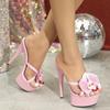 Fashion Crystal Stiletto Heels 15cm High with Flower Embellishment for Nightclub Performance and Fashion Shows Big Sizes