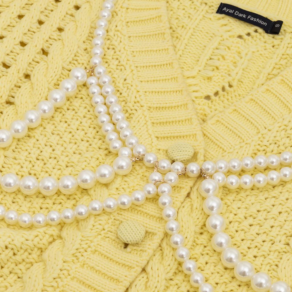 Sweet And Cool Hot Girl Imitation Pearl Hollow Tassel Ethnic Style Clothing Necklace Sexy Nightclub Style Multi-layer Body Chain For Women