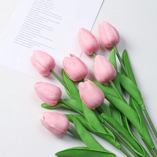 10 Pcs Artificial Tulip Flowers Faux PU Tulip Bouquet with Long Stem Real Touch Flower Arrangement for Wedding Table Centerpiece Mother's Day Spring