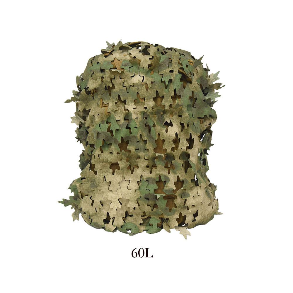Housse de Sac à Dos Filet Camouflé Forme Feuille Bionique 3D 60L 80L Découpée au Laser Housse de Sac à Dos de Chasse Parachutiste