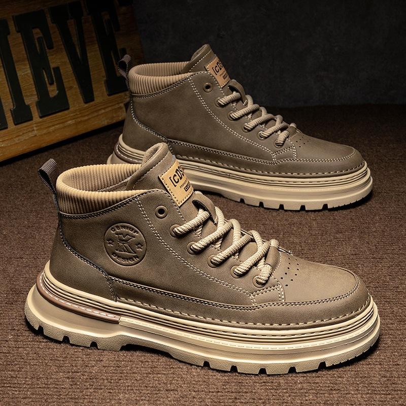 Martin boots autumn high-top retro board shoes short boots British casual mid-top leather shoes