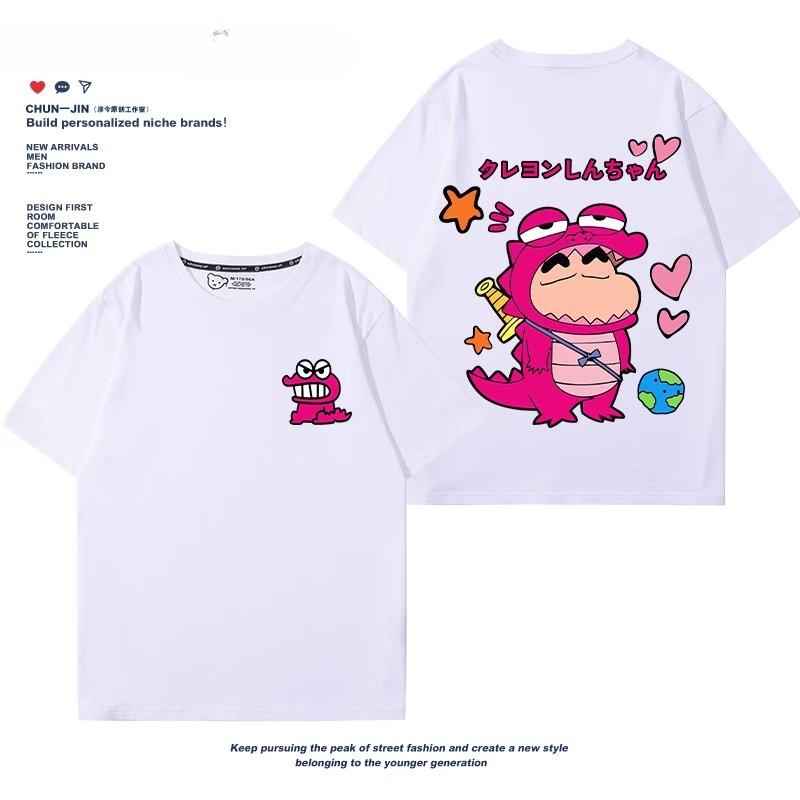 Crayon Shin-chan Co-branded Waniyama San Graphic T-shirt Summer 100% Cotton Cute Women T-shirt Fashion Loose Couple T-shirt