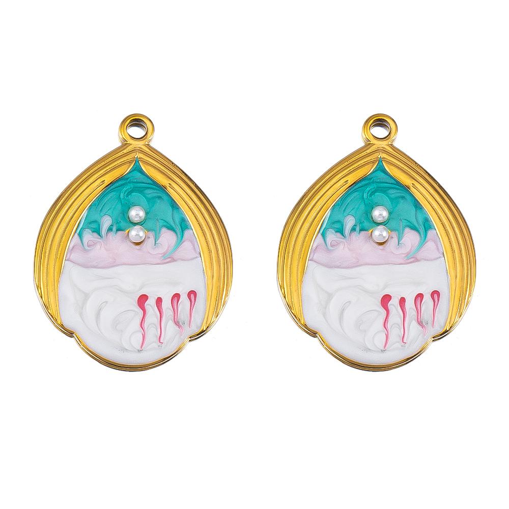 

Teardrop Shape Oil Drip Enamel Stainless Steel Ocean Breeze Charm for Women, DIY Jewelry, Bracelet Making, Charms, 2pcs/lot