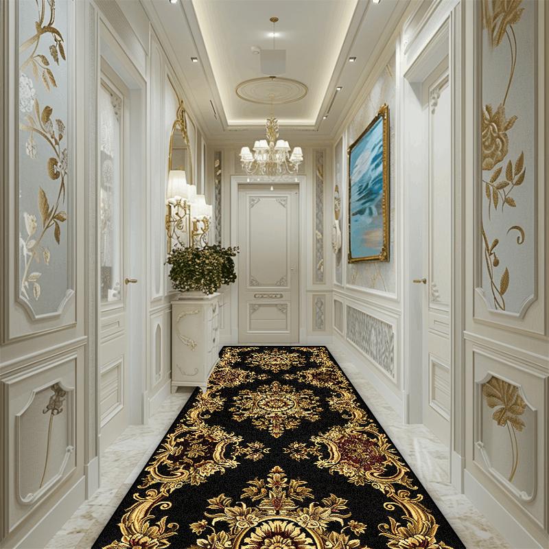 European Luxury Corridor Runner Carpet Bedroom Entry Channel Non-slip Long Rugs Hotel Lobby Decoration Stairway Hallway Soft Mat