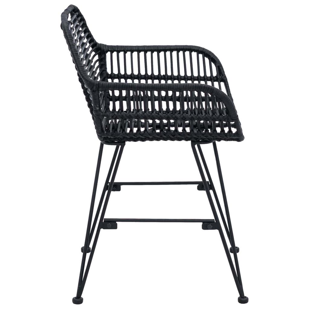 Dining Chair 2 Pcs Rattan and Iron Black 55 X 50 X 74 Cm
