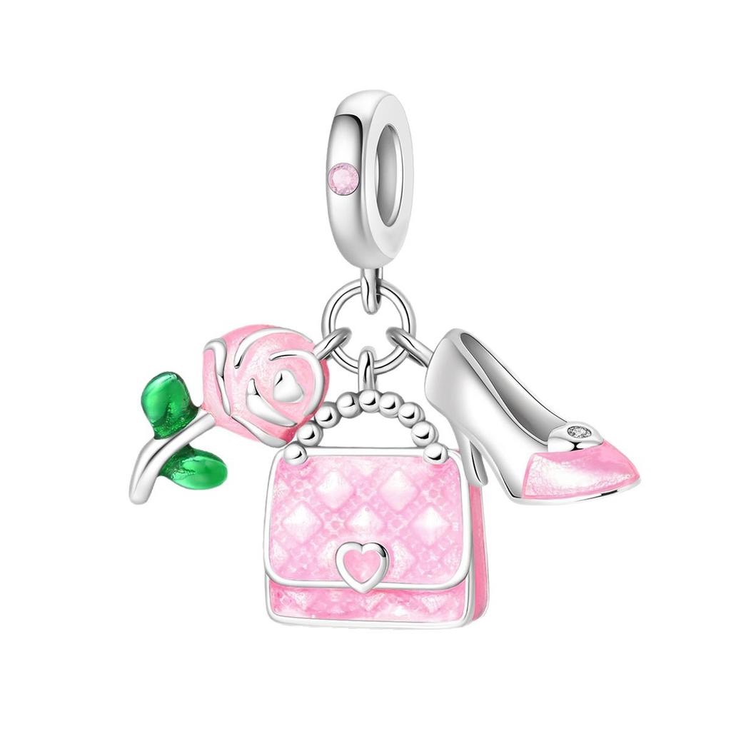 2026 Bolsa para Joias Batom Salto Alto Pingente DIY Acessórios Pulseira de Prata 925 2026