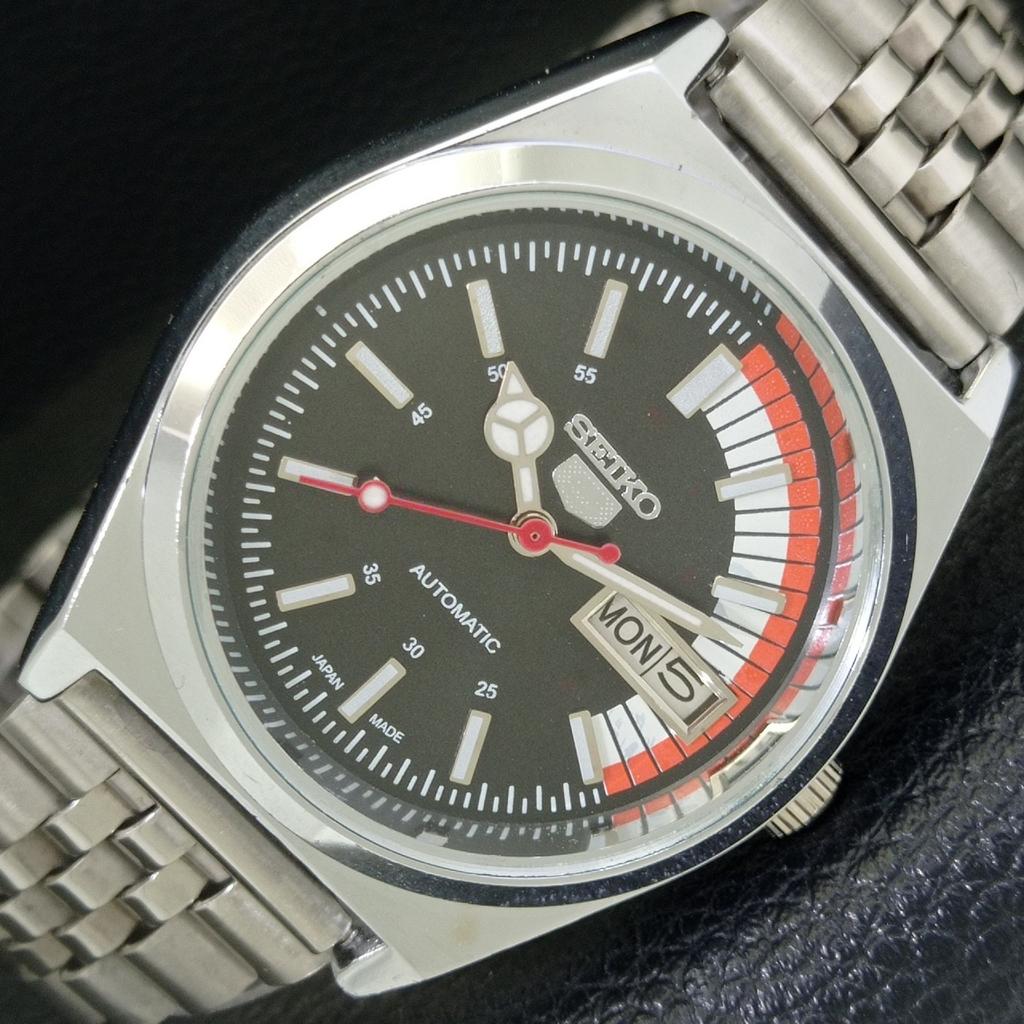 SEIKO 5 AUTOMATIC VINTAGE REFURBISHED 6309A JAPAN MENS BLACK WATCH a440764-9 Sk-a440764-1