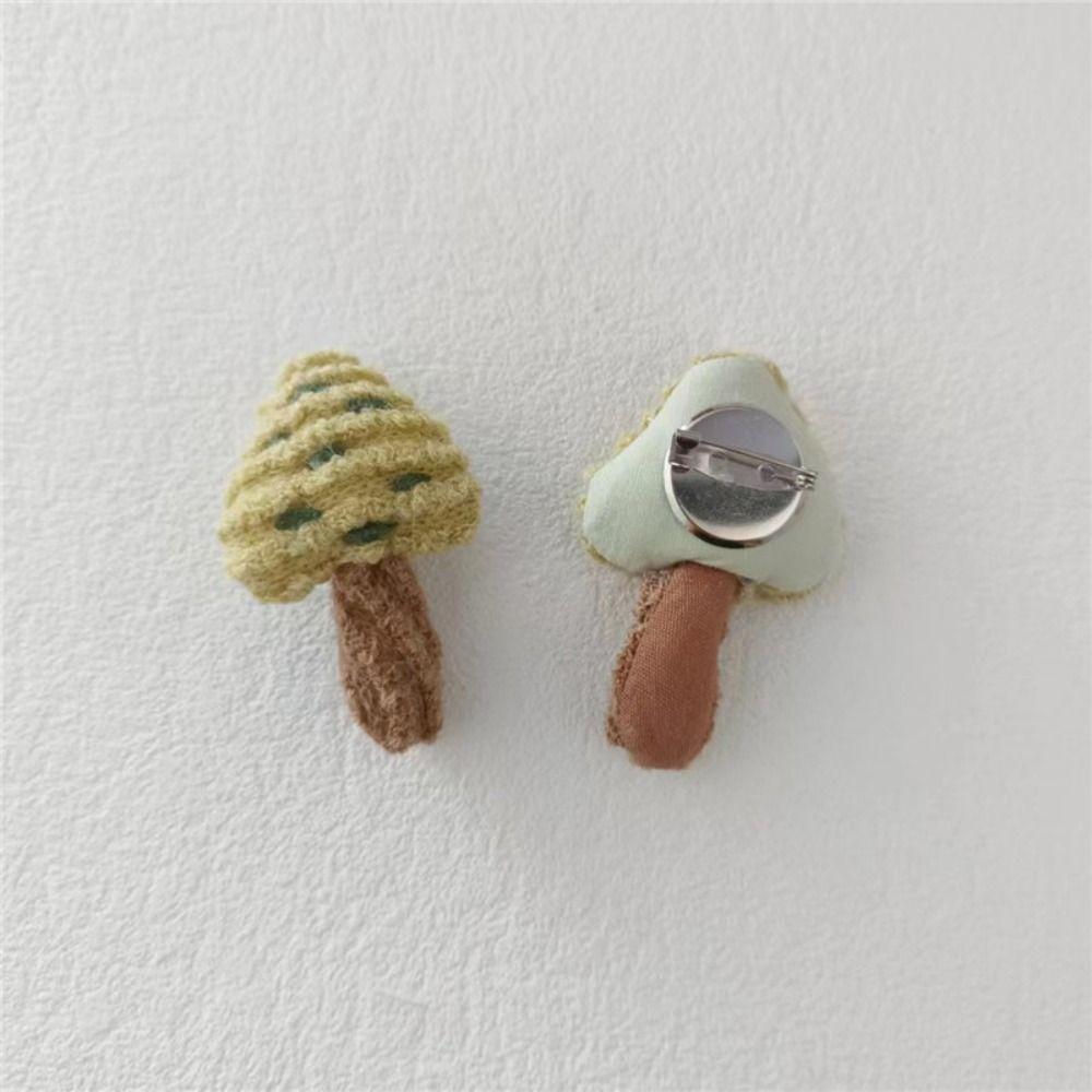1 Pair Woodland Style Mushroom Brooch Fabric Handcrafted Pin Premium Adorable Brooch For Women