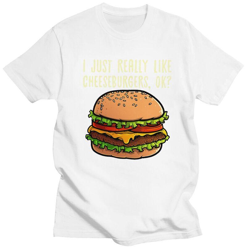 Fashion Funny Cheeseburger Hamburger Design T Shirts Unisex Burger Lover Tshirt Streetwear Casual Tee Loose Oversized Clothes