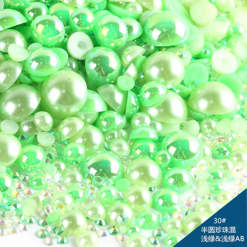 Mixed Abs Semicircular Pearl Resin Flat Bottom Diamond Set Imitation Pearl Mixed Size Diy Jewelry Accessories