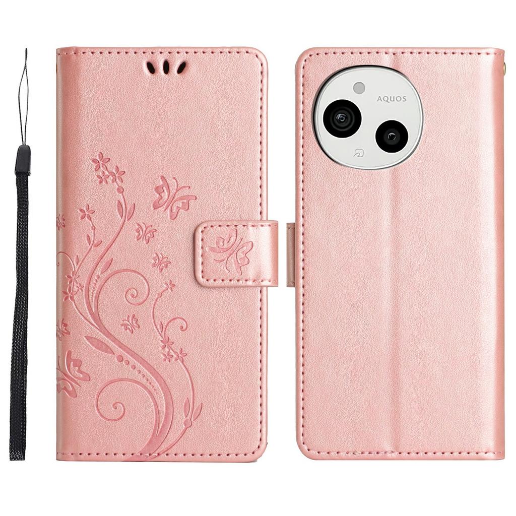 For Sharp Aquos Sense 9 Case PU Leather Phone Wallet Cover with Strap