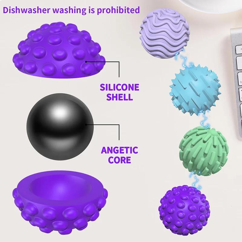 Kid Silicone Magnetic Sensory Balls Fidget Toy Worry Balls Autism Calming Fidgeting Toy Adults Anxiety Relief Stress Sensory Toy