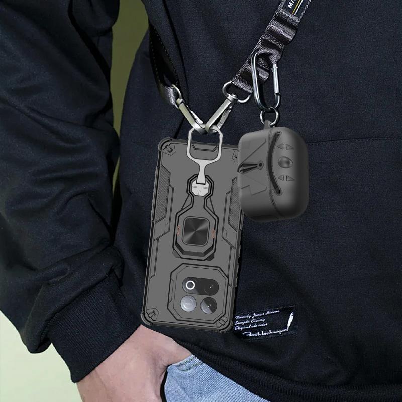 KEYSION Coque Armure Antichoc pour IQOO Z10 Turbo 5G Silicone+PC Support Anneau Métal Vertical Live Housse de Téléphone pour IQOO Z10 Turbo Pro