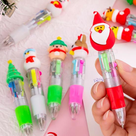 Christmas Ballpoint Pen Snowman Reindeer Topper Designs Multi-Color Writing Pen Fun Holiday Gift for Students Friends