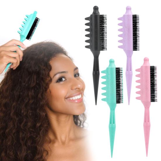 Curl Defining Brush Pointed Tail Reduces Frizz Anti-static Hair Comb Portable Men Women Hair Volumizing Detangling Bristles Brush