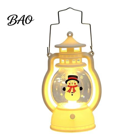 Battery Operated Night Light Christmas Lantern Light, Retro Santa/Snowman/Tree Handheld Oil Lamp with Holiday Gift for Children Warm LED, Cute