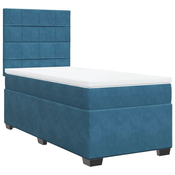 Maison Exclusive - Sommier à lattes de lit avec matelas bleu 90x190 cm velours
