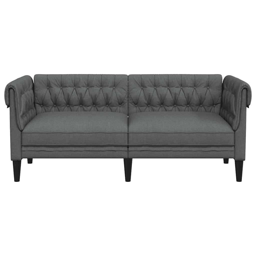Vidaxl Sofa Chesterfield, Dwuosobowa, Ciemnoszara, Obita Tkaniną