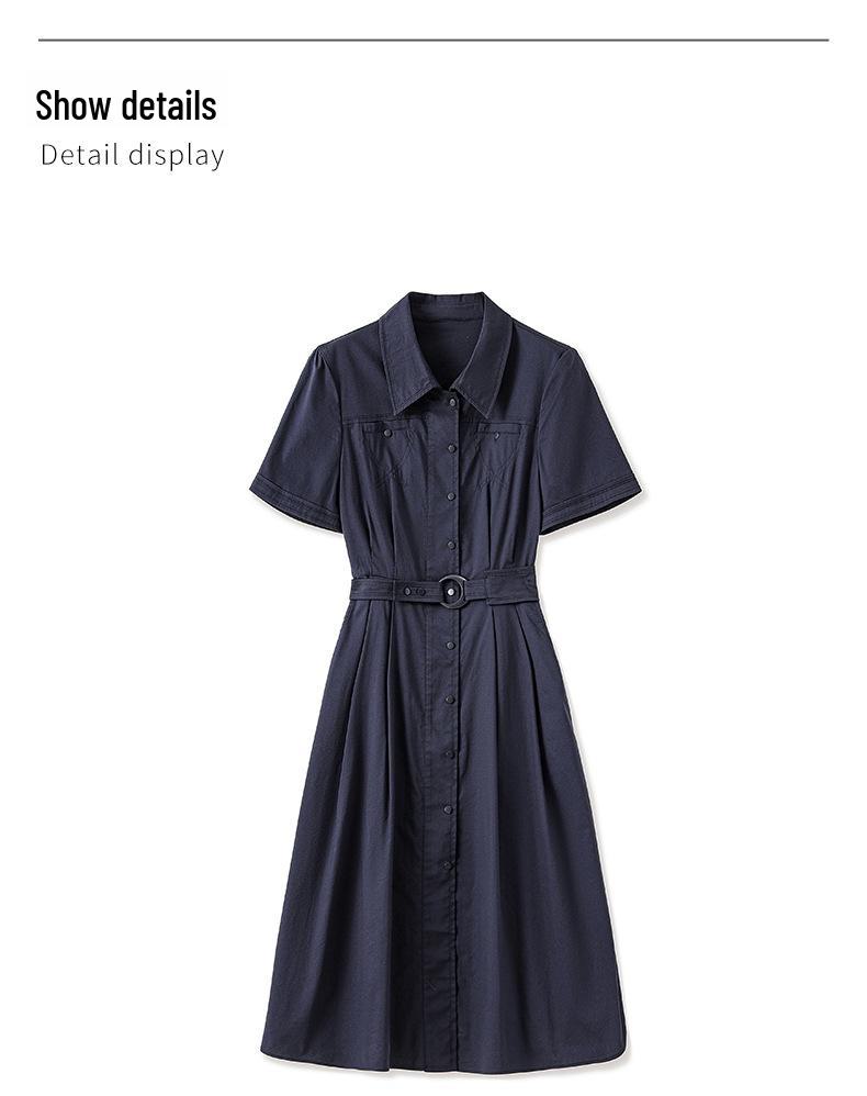 Nanyou High-Quality Elegant Lapel Shirt Dress for Women - High Waist Summer Style