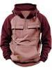 European-American Raglan Sleeve Half-Zip Men's Multi-Pocket Workwear Hoodie