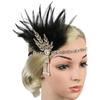 Women Rhinestone Sequin Feather Headband Elastic Vintage Party Headpiece Beaded Flapper