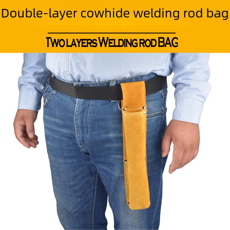 Heat-Resistant Cowhide Waist Bag for Welders with Thickened Hardware