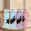 1PC Black Cat Planet Star Pattern 750ml Color Plastic Sports Water Bottle Leakproof Flip Straw Lid Suitable for Sports Office Home Use