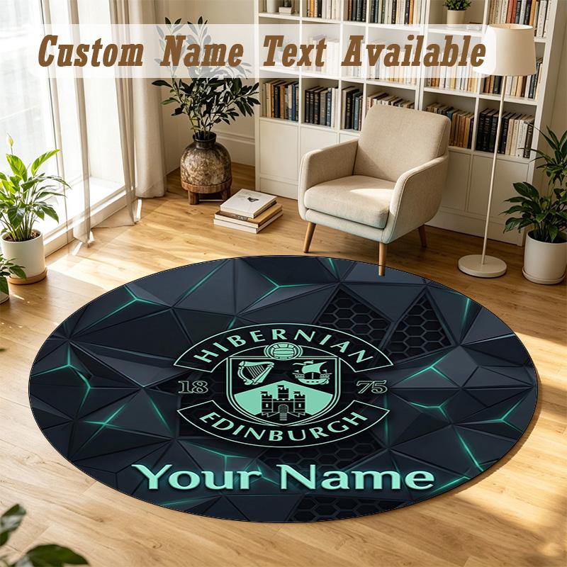 Round Rug Custom NameHibernian FC Pattern Non Slip Carpet Home Floor Decor